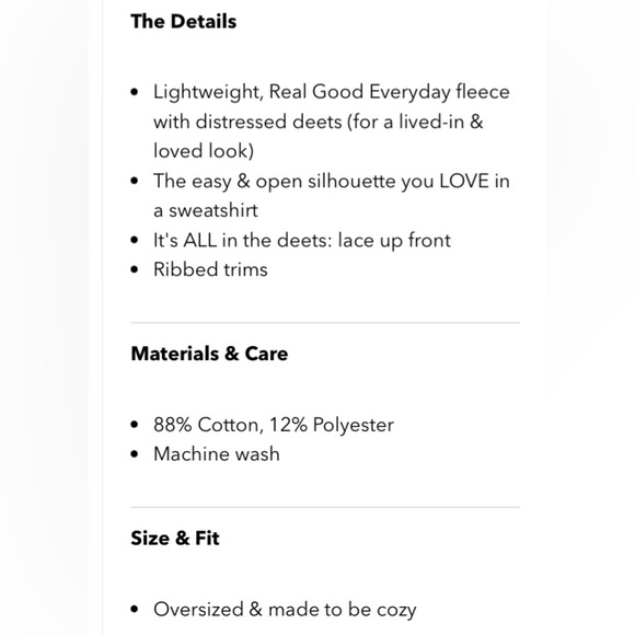 NWT Aerie Lace Up Oversized Distressed Sweatshirt - Picture 9 of 13